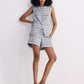 Cotton Tweed Vest Jacket Set in Grey