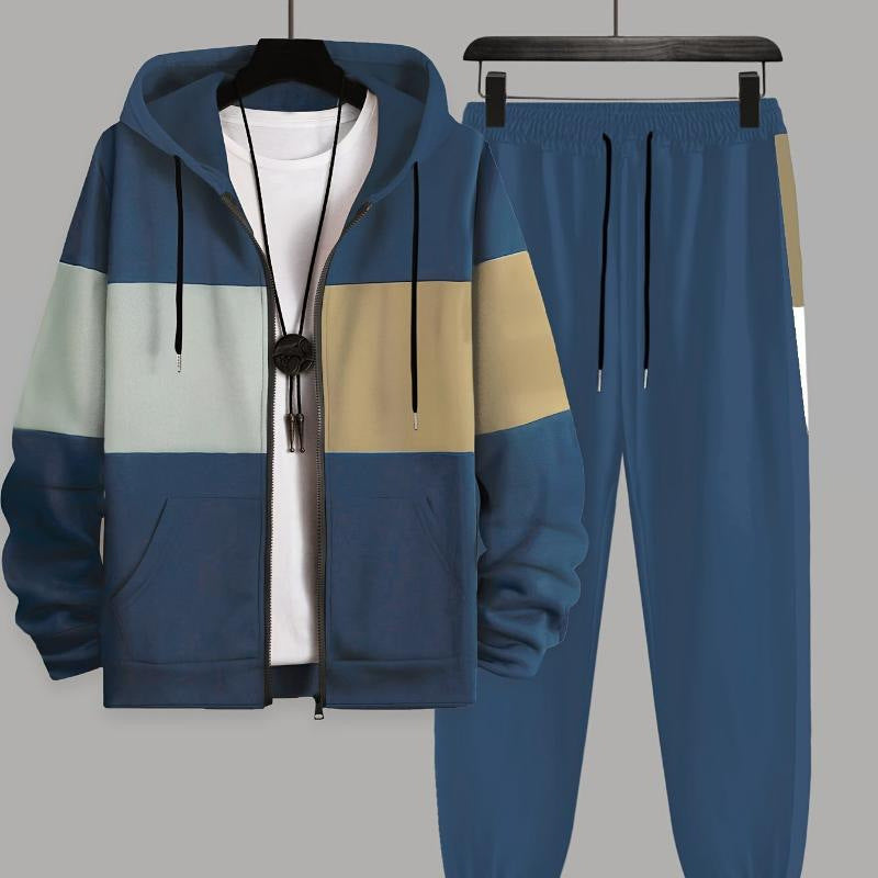 Mens Autumn Winter 3D Elephant-Print Long-Sleeve Hoodie Set