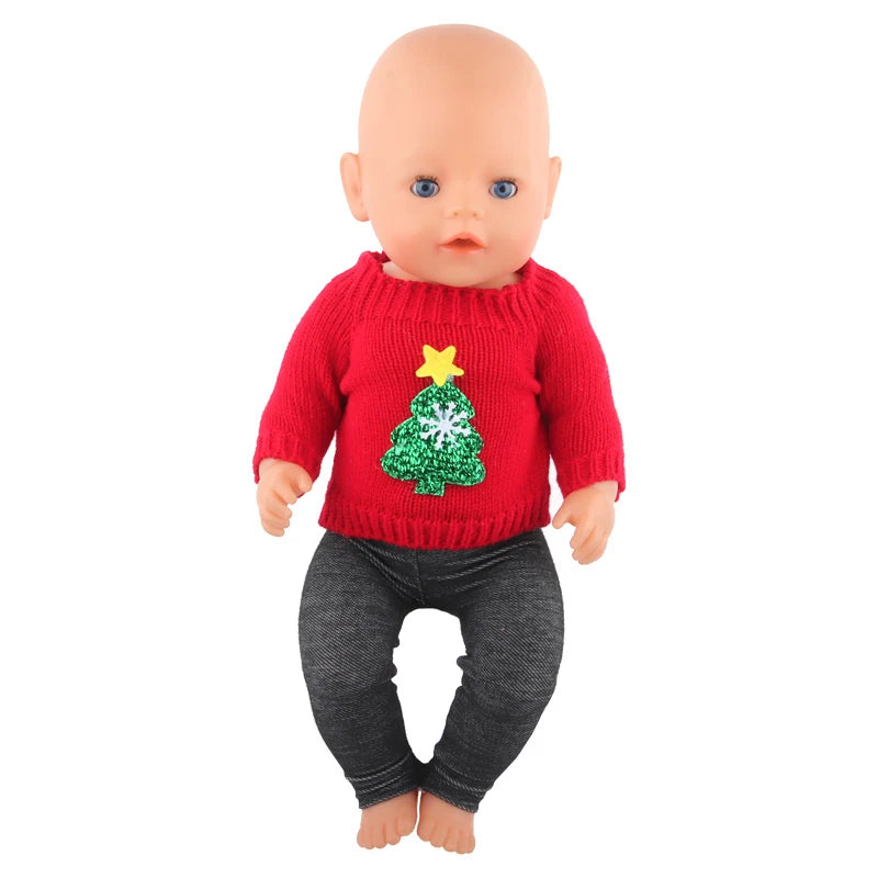 43 cm Baby Neugeborenen Puppenkleidung Wolle Süßer Weihnachtsmann, Baum, Elch Weihnachtskleidung Anzug für amerikanische 18 Zoll Mädchen Puppe Spielzeug Geschenk