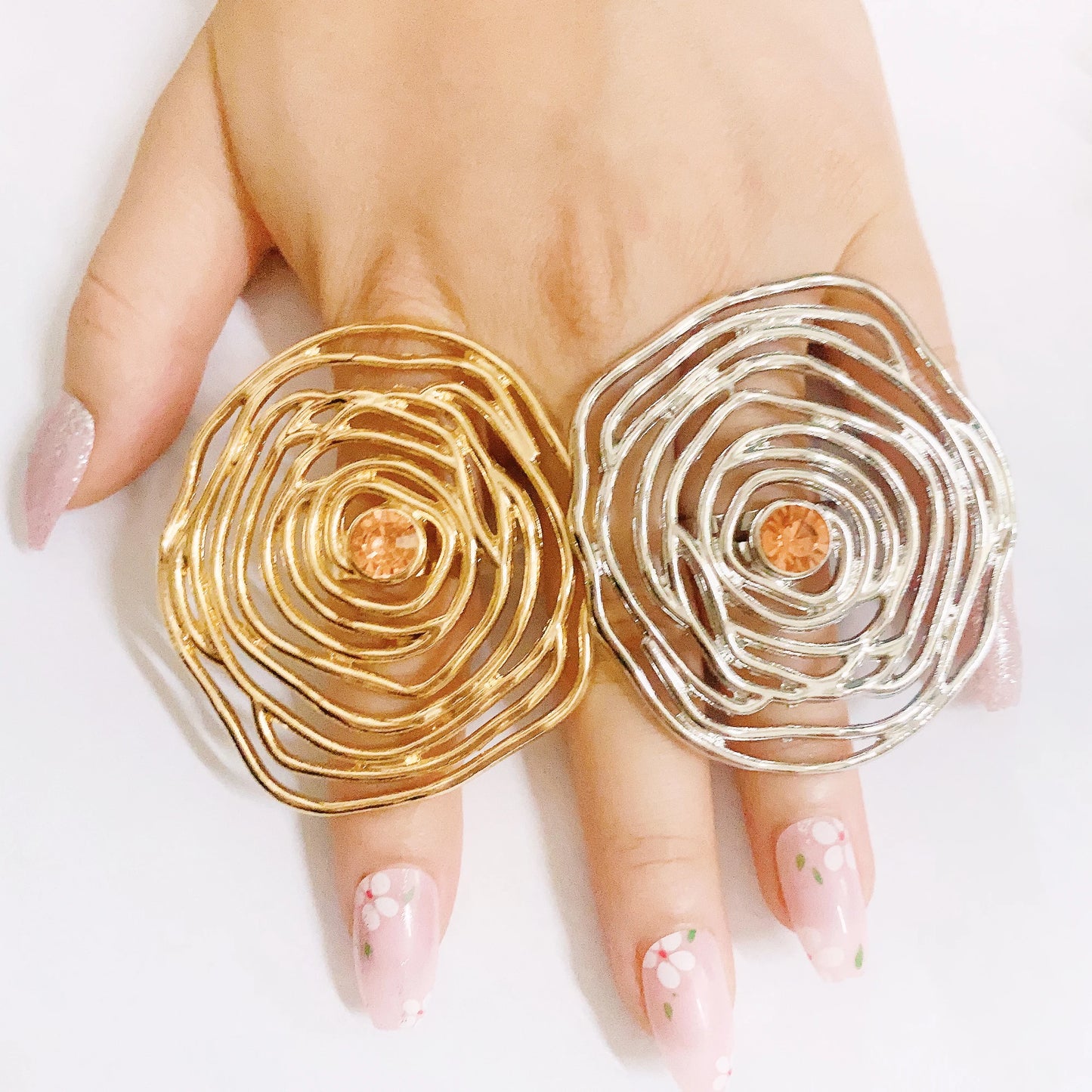 Ringe für Damen, großer, vergoldeter Ring, verschiedene Elemente und Formen, Schmucksets, Accessoires, Geschenk, kostenloser Versand, verstellbare Größe, YLL