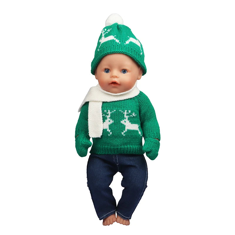43 cm Baby Neugeborenen Puppenkleidung Wolle Süßer Weihnachtsmann, Baum, Elch Weihnachtskleidung Anzug für amerikanische 18 Zoll Mädchen Puppe Spielzeug Geschenk