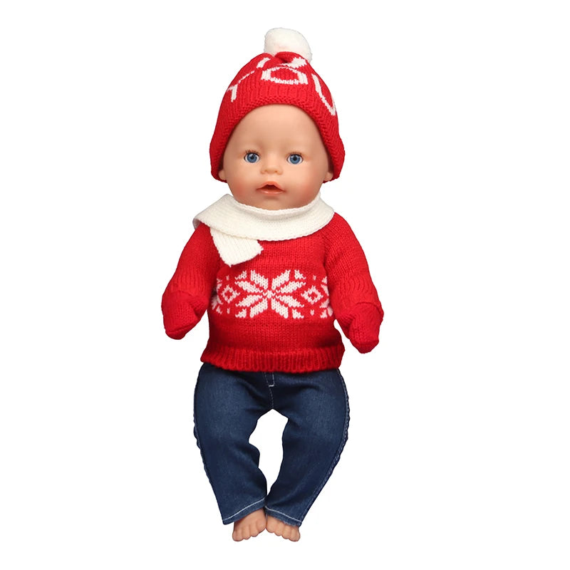 43 cm Baby Neugeborenen Puppenkleidung Wolle Süßer Weihnachtsmann, Baum, Elch Weihnachtskleidung Anzug für amerikanische 18 Zoll Mädchen Puppe Spielzeug Geschenk