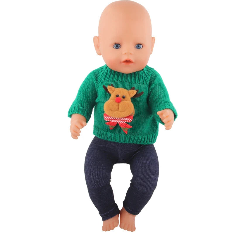 43 cm Baby Neugeborenen Puppenkleidung Wolle Süßer Weihnachtsmann, Baum, Elch Weihnachtskleidung Anzug für amerikanische 18 Zoll Mädchen Puppe Spielzeug Geschenk