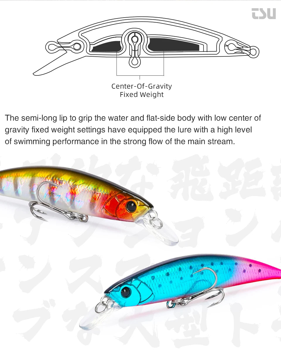 TSURINOYA 80S 12g Sinking Minnow Fishing Lure DW96 8cm Large Trout Pike Rockfish Hard Bait Jerkbait Freshwater Saltwater Wobbler