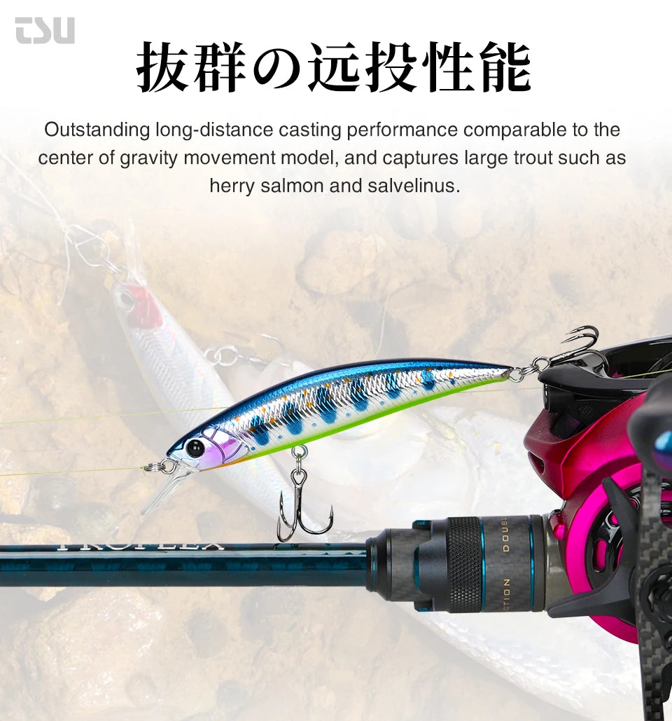 TSURINOYA 80S 12g Sinking Minnow Fishing Lure DW96 8cm Large Trout Pike Rockfish Hard Bait Jerkbait Freshwater Saltwater Wobbler
