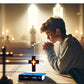 Christliches Jesus Bibelbuch Basis Perfekt Infus Spirituelle Eleganz Schlafzimmer Atmosphäre Magnetisch Schweben Schwebendes Buntes Kreuz