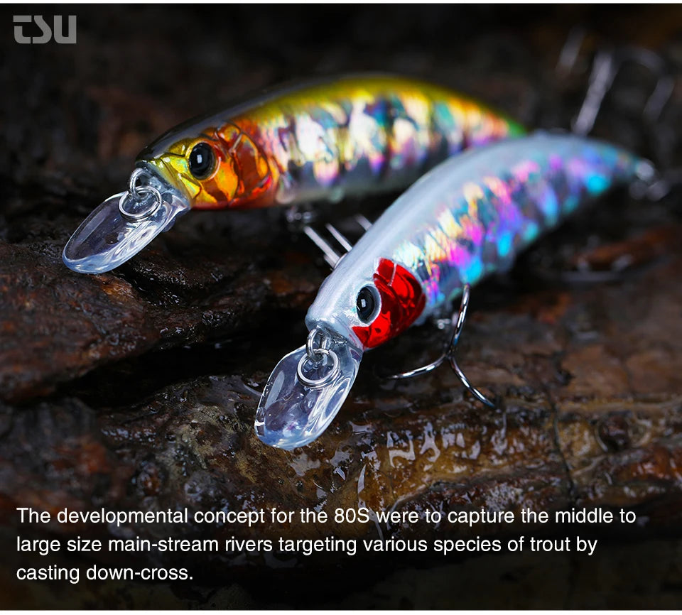 TSURINOYA 80S 12g Sinking Minnow Fishing Lure DW96 8cm Large Trout Pike Rockfish Hard Bait Jerkbait Freshwater Saltwater Wobbler