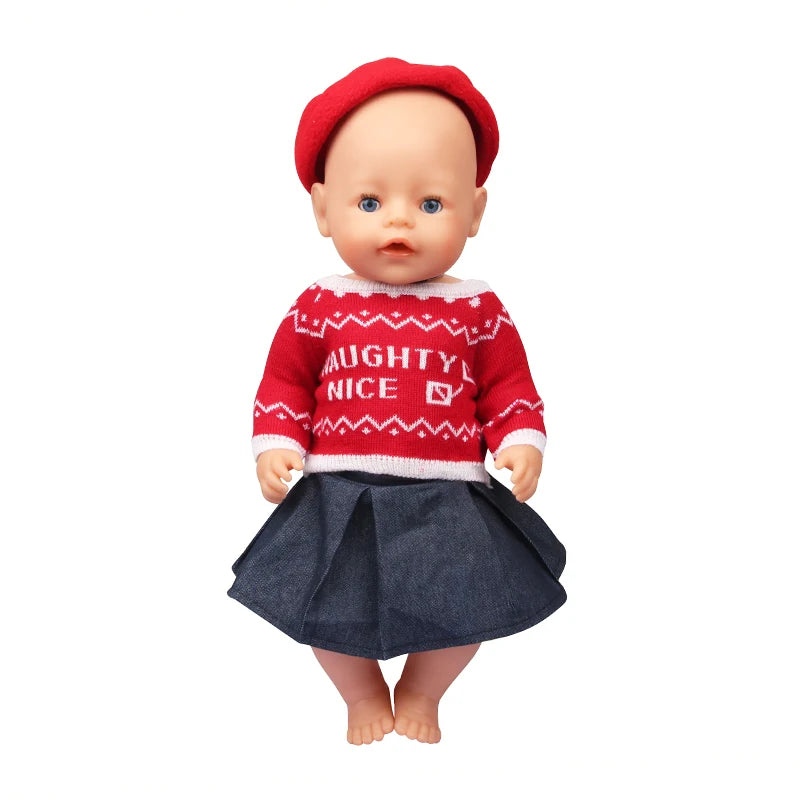 43 cm Baby Neugeborenen Puppenkleidung Wolle Süßer Weihnachtsmann, Baum, Elch Weihnachtskleidung Anzug für amerikanische 18 Zoll Mädchen Puppe Spielzeug Geschenk