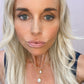 Double Jill Necklace with Gold Moonstone Chain and White Mojave Copper Turquoise Pendant