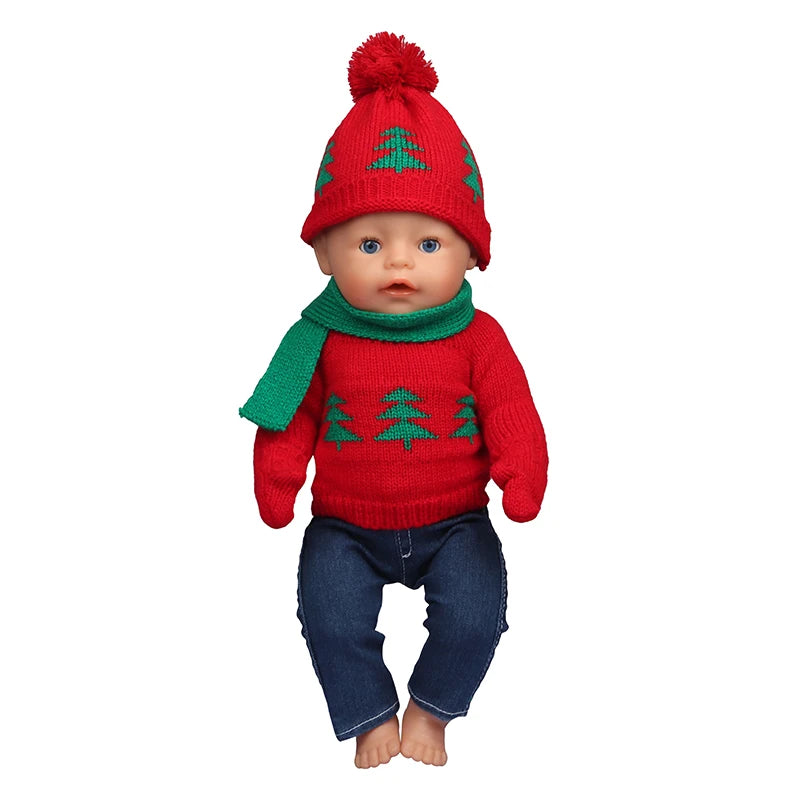 43 cm Baby Neugeborenen Puppenkleidung Wolle Süßer Weihnachtsmann, Baum, Elch Weihnachtskleidung Anzug für amerikanische 18 Zoll Mädchen Puppe Spielzeug Geschenk