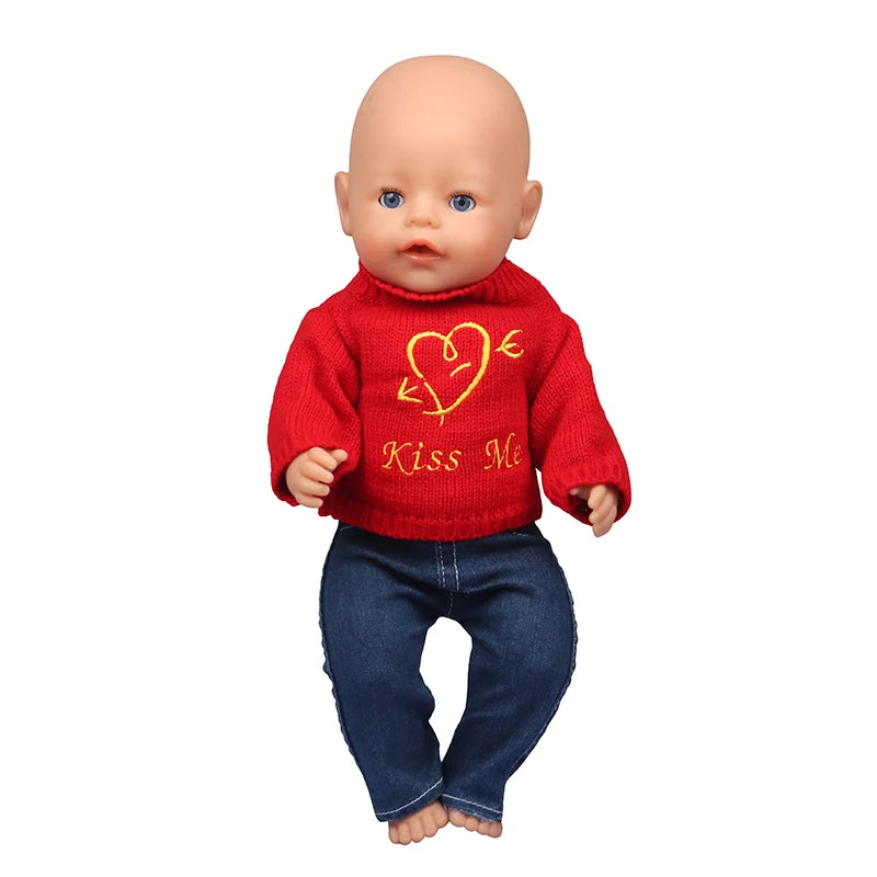 43 cm Baby Neugeborenen Puppenkleidung Wolle Süßer Weihnachtsmann, Baum, Elch Weihnachtskleidung Anzug für amerikanische 18 Zoll Mädchen Puppe Spielzeug Geschenk