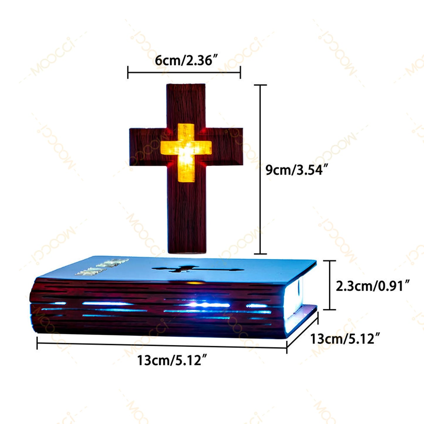 Christliches Jesus Bibelbuch Basis Perfekt Infus Spirituelle Eleganz Schlafzimmer Atmosphäre Magnetisch Schweben Schwebendes Buntes Kreuz
