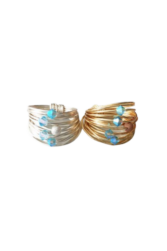 Marcia Wire-Wrap-Ring mit Aquamarin-Swarovski-Kristallen