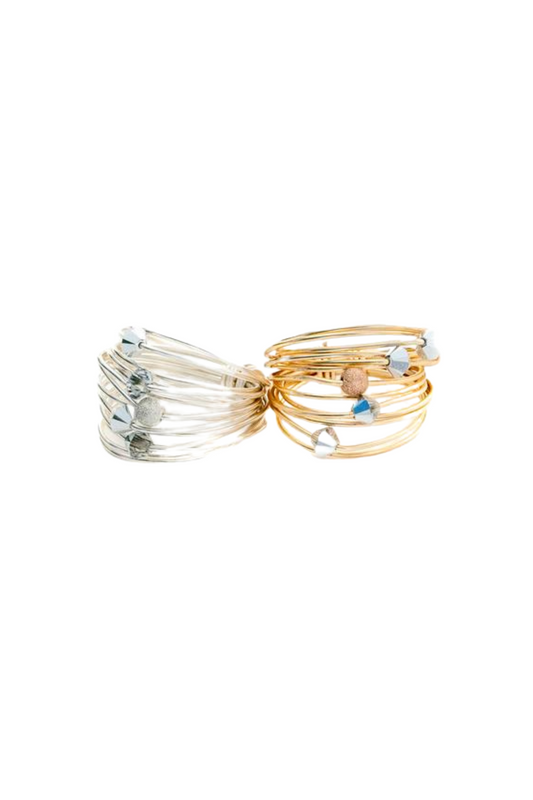 Marcia Drahtwickelring mit grauen Swarovski Kristallen