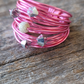 Marcia Hot Pink Wire Wrap Ring with Grey Swarovski Crystals