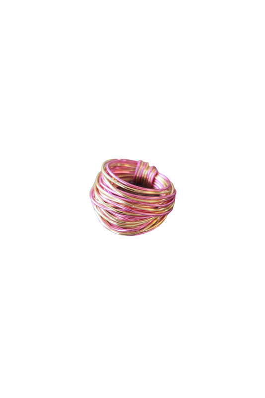 Marcia Drahtwickelring in Hot Pink mit Gold