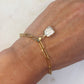 Gold Paperclip Chain Bracelet with Square Pearl