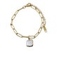Gold Paperclip Chain Bracelet with Square Pearl