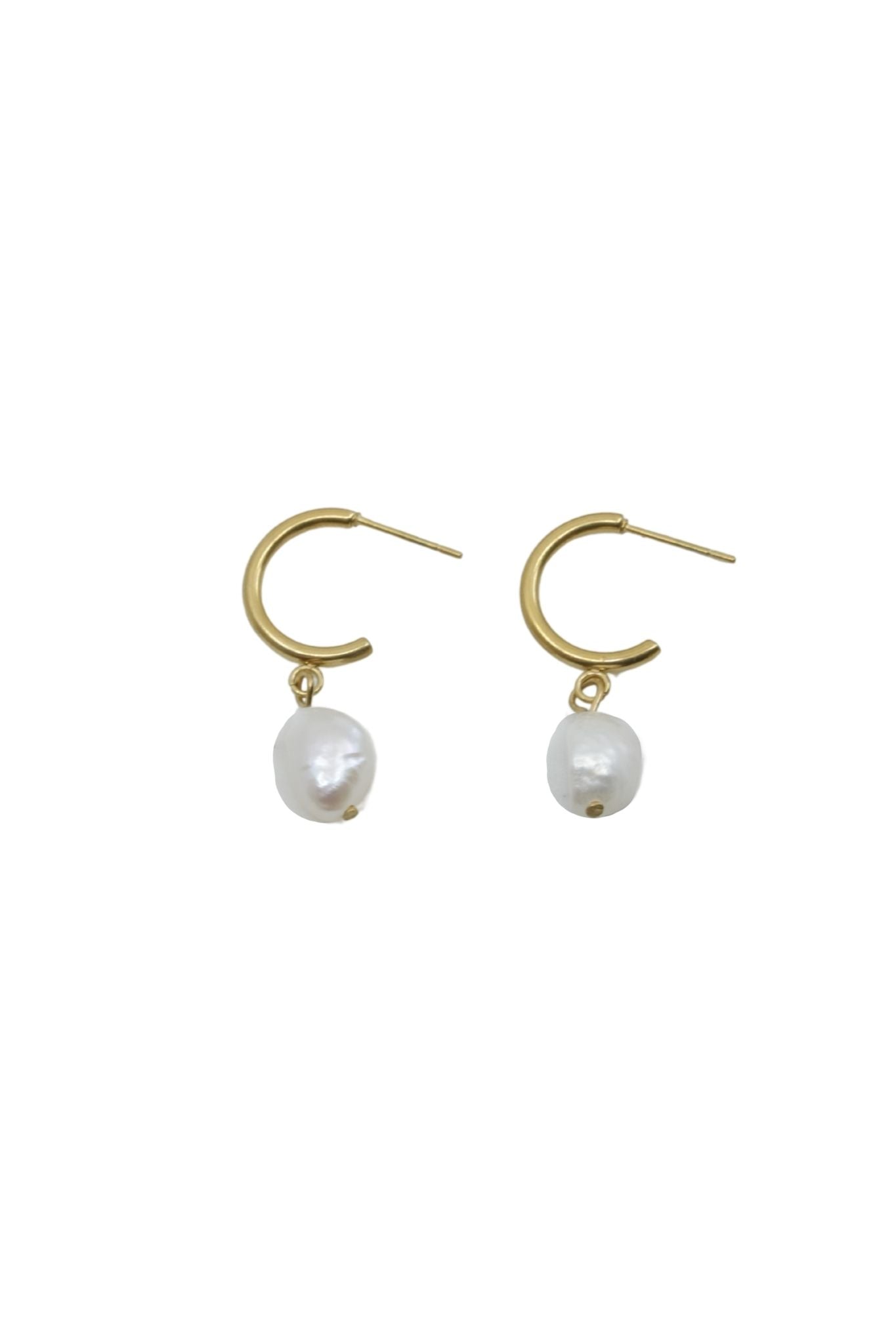 Hoop Earrings with Baroque Pearl Drop
