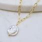 Gold Chain Necklace with Round Pearl