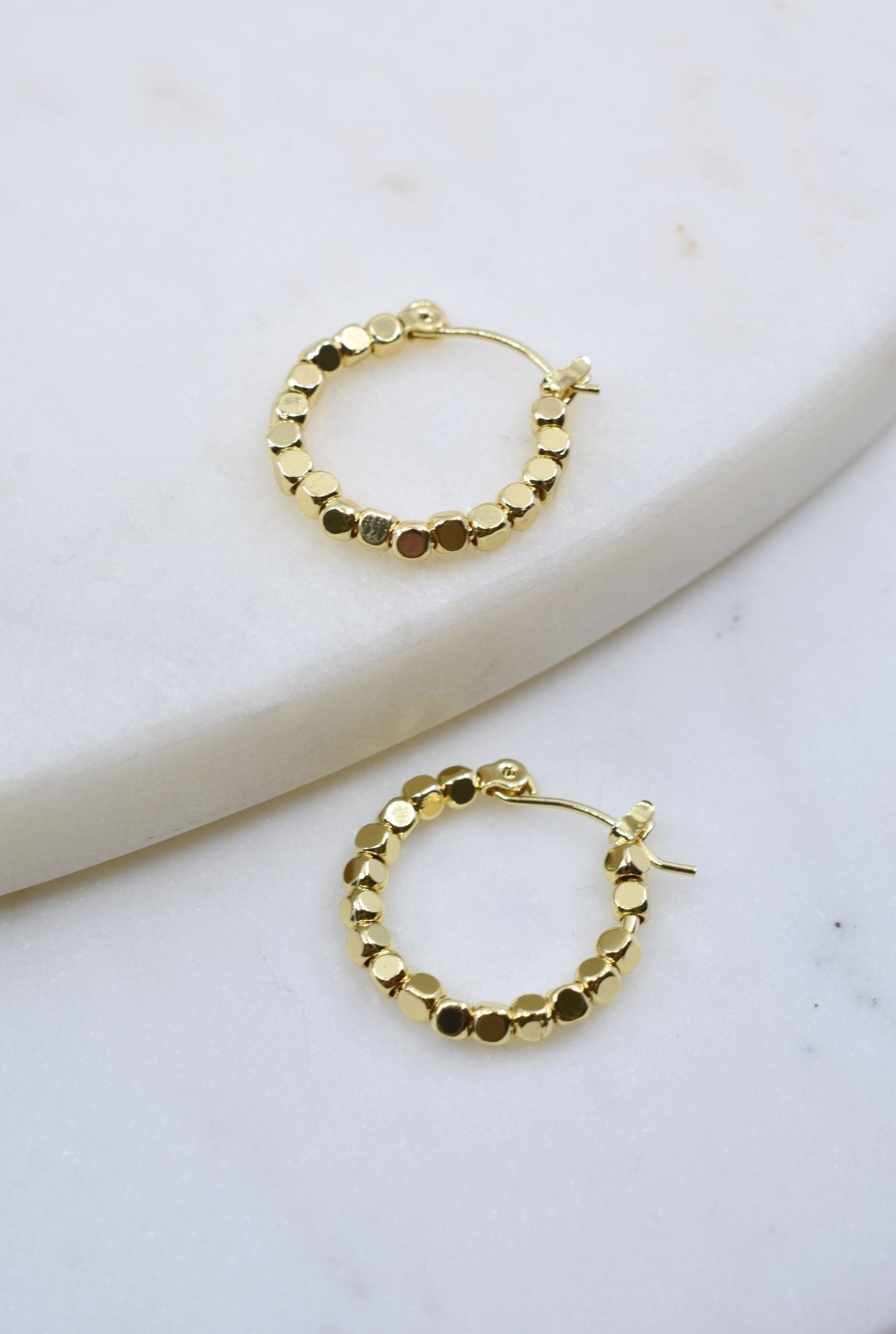 Gold Beaded Hoop Earrings