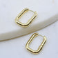 Gold Square Chain Link Hoop Earrings