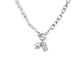 Silver Pearl and Chain Lariat Necklace with Coin Accent