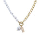 Gold Pearl and Chain Lariat Necklace with Coin Accent