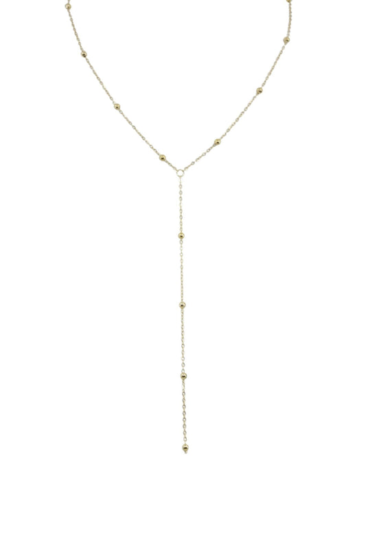 Gold Tassel Necklace with Beads