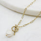 Gold Lariat Necklace With Pearl Pendant
