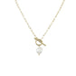 Gold Lariat Necklace With Pearl Pendant