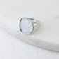 Silver Pearlized Stone Adjustable Ring
