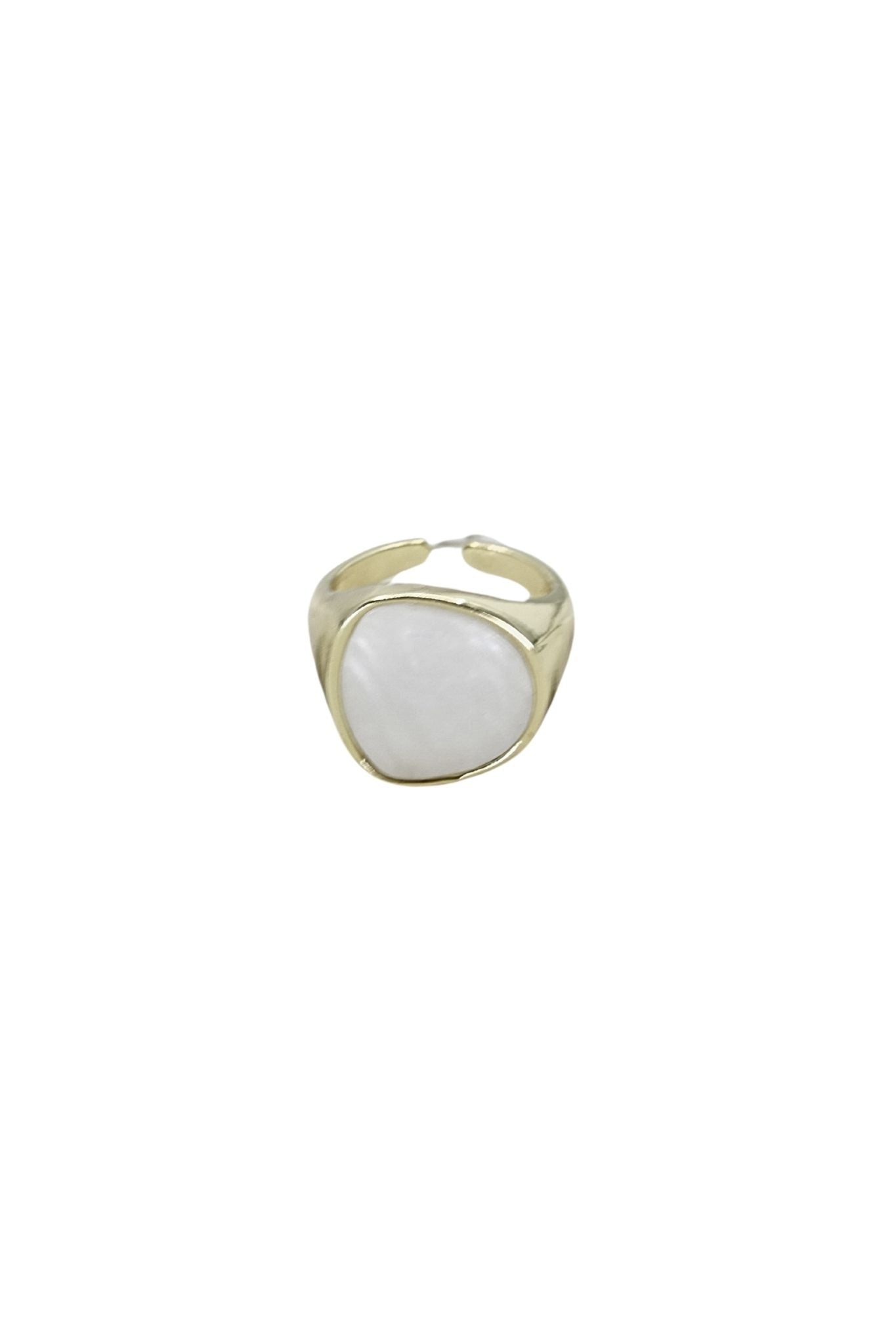 Gold Pearlized Stone Adjustable Ring