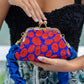 The Arnoldi Mandy Hand-beaded Clutch, in Savoy Blue & Red