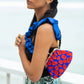 The Arnoldi Mandy Hand-beaded Clutch, in Savoy Blue & Red