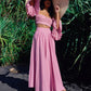 ARUM Pleated Maxi Skirt in Blush Pink
