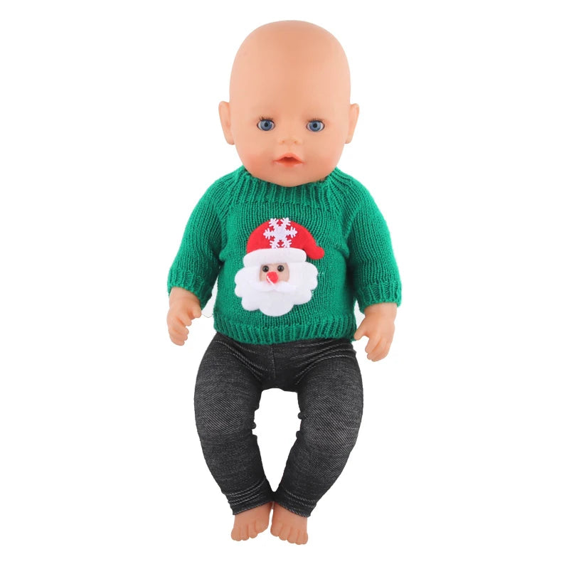 43 cm Baby Neugeborenen Puppenkleidung Wolle Süßer Weihnachtsmann, Baum, Elch Weihnachtskleidung Anzug für amerikanische 18 Zoll Mädchen Puppe Spielzeug Geschenk