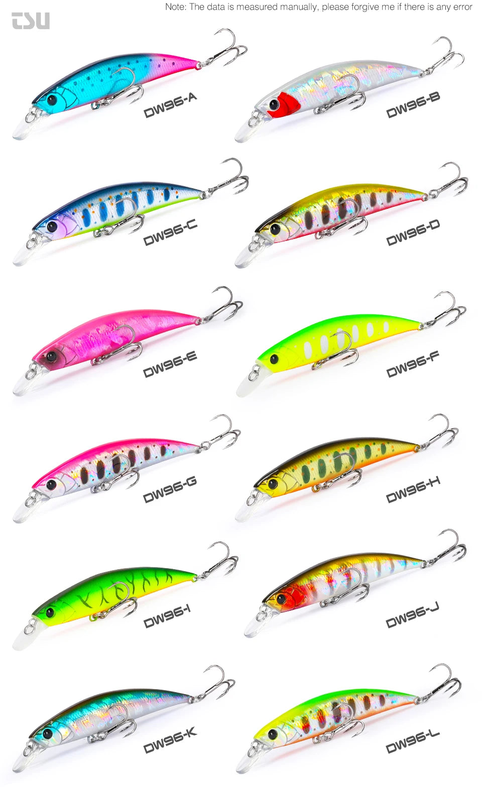 TSURINOYA 80S 12g Sinking Minnow Fishing Lure DW96 8cm Large Trout Pike Rockfish Hard Bait Jerkbait Freshwater Saltwater Wobbler