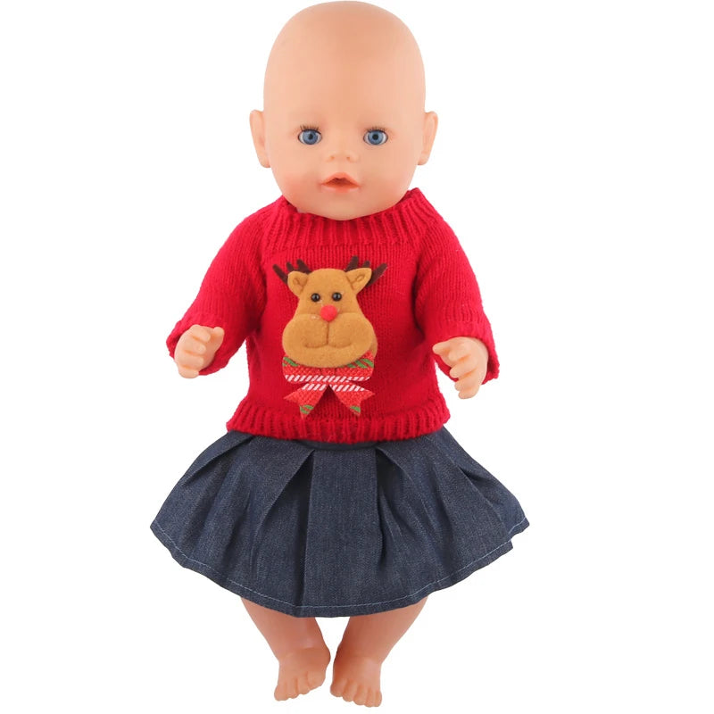 43 cm Baby Neugeborenen Puppenkleidung Wolle Süßer Weihnachtsmann, Baum, Elch Weihnachtskleidung Anzug für amerikanische 18 Zoll Mädchen Puppe Spielzeug Geschenk