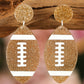 Brown Glittering Football Pendant Earrings