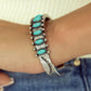 Green Boho Turquoise Gem Beaded Open Bracelet
