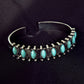 Green Boho Turquoise Gem Beaded Open Bracelet