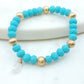 Blue and Gold Bracelet with Wrapped Moonstone