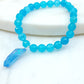 Faceted Blue Agate Bracelet with Blue Titanium Quartz Crystal