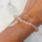 Faceted Rose Quartz Bracelet with White Titanium Quartz in Gold