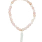 Faceted Rose Quartz Bracelet with White Titanium Quartz in Gold