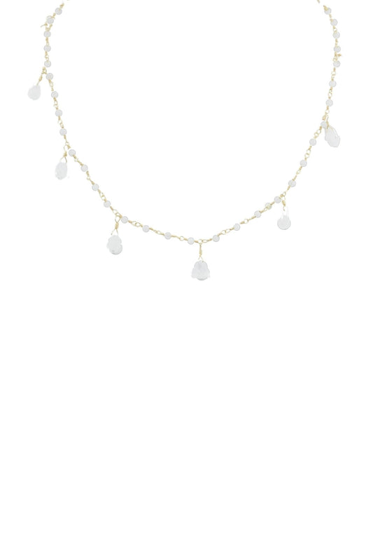 Balmy Nights Moonstone Teardrop Necklace in Gold