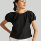 Balloon Sleeve Top in Black