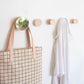 Round Beech Wood Wall Mounted Mirror Coat Hook