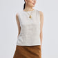 Boat Neck Top in Checkered Linen